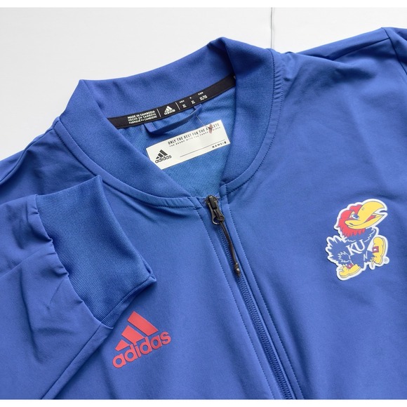 Adidas Men's Player Issued Kansas Jayhawks Sideline Jacket Full Zip Blue Sz XL - Picture 1 of 10